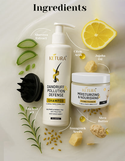Dandruff & Pollution defence Shampoo AND Moisturizing & Nourishing Conditioner Combo